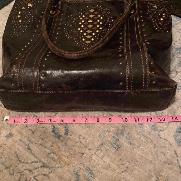 FRYE XL PHOENIX DECO STUDDED CHOCOLATE TOTE - Picture 6 of 14